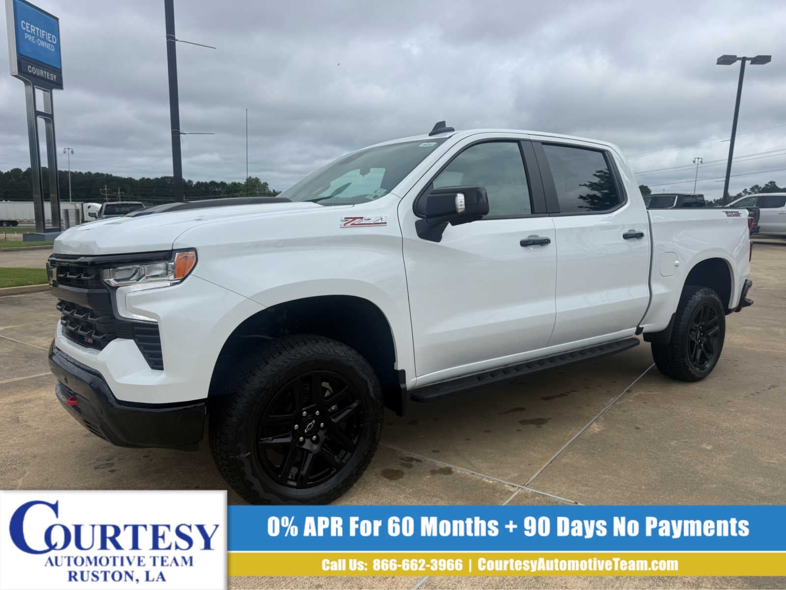 2026 Chevrolet Silverado 1500 LT Trail Boss in Summit White — front three-quarter view